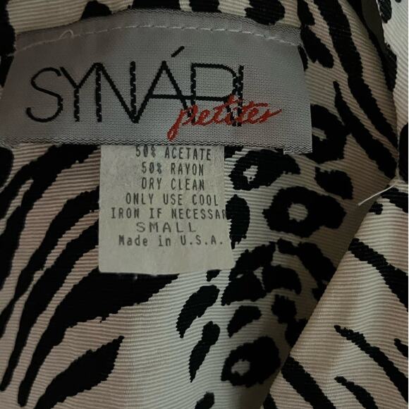 Vintage 80s 3-Piece Animal Print Suit Set Black White Zebra Leopard Small USA - Picture 7 of 16